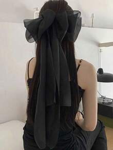 1 Stück elegante lange Schleifenhaarspange aus Organza, geeignet für Frauen & Mädchen für den täglichen Gebrauch, Festivals, Zusammenkünfte, Partys, Outfit-Koordination, Fotoshootings, Sommer, Urlaub, Reisen, Kopfschmuck, Haarklammern - Schwarz - Übersicht 9