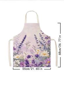1pc, Lavender Pattern Polyester Apron, Suitable For Cooking, Baking, And Gardening - Can Be Used As Attire For The Kitchen And Dining - Multicolor - View 12