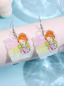 1 Đôi bông tai acrylic dáng dài, thiết kế thời trang dễ thương, tinh tế với dòng chữ thú vị, thích hợp làm quà tặng cho nữ giới khi đeo hàng ngày, đi nghỉ lễ hoặc dự tiệc. - Nhiều màu - Xem 2