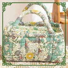 Vintage Flower Print Foldable Storage Basket With Handle - Portable Cosmetic/Laundry/Snack Organizer Bin For Home Decor, Ideal For Women & Girls, Trending 2026 - 6688 - 查看 1