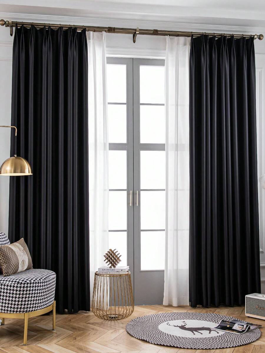 1 tấm vải rèm cách nhiệt cản sáng - 99% polyester chống tia UV, kiểu treo có túi luồn thanh rèm, dệt trơn không tẩy trắng, họa tiết nghệ thuật phòng ngủ, lớp phủ cách nhiệt cản sáng, giảm tiếng ồn - Lý tưởng cho phòng ngủ, nhà nông thôn và trường học giúp ngủ ngon (Trọng lượng vải 180g) - Nhiều màu - Xem 1