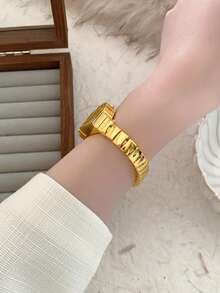 1pc New Fashion Women's Watch, Elegant Triangular Dial, Business Quartz Watch, Suitable For Daily Life, Parties And Banquets - Gold - View 6