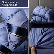 2PZ/1PZ Almohada de cuello, almohada ortopédica, almohada pan, bordado premium, almohada 3D, microfibra suave, no colapsa, núcleo alto bajo, 70x45cm, almohada para huéspedes, cómoda para dormir Soporte Ergonómico 70x45cm, Cómoda para Dormir, Ideal para Huéspedes, Uso en Casa y Cama. - Azul - Ver 4