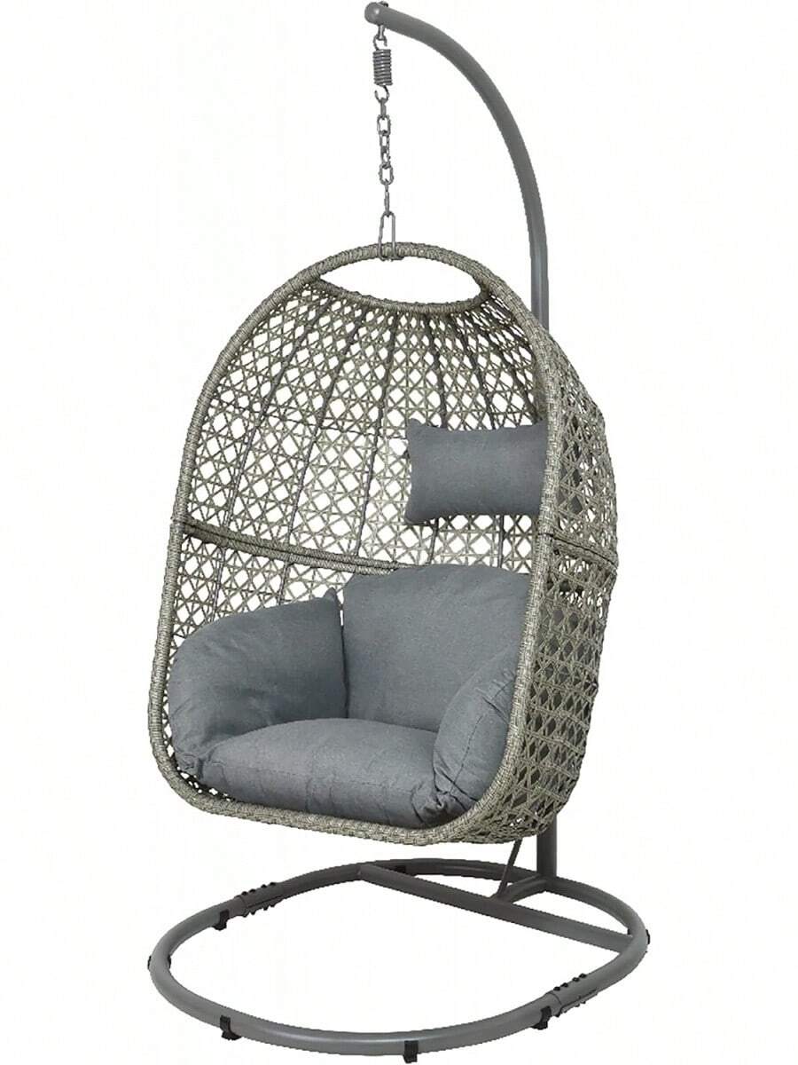 Best Choice-Hanging Chair - Outdoor And Indoor Rattan Weave Swing Hammock - Hanging Stand - - Grey - View 1