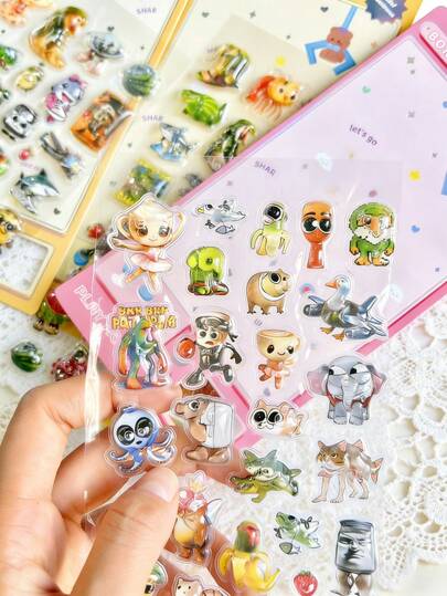 Cute Cartoon Character 3D Stereoscopic Stickers, Interesting Anime Style Shiny Embossed Stickers, Glossy Bubble Stickers Suitable For Phone Cases, Laptops, Water Bottles, Notebooks And DIY Crafts, Perfect Gifts For Children, Teenagers And Aesthetes