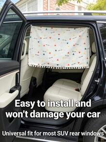 Car Sun Protection, Heat Insulation, Sun Shading Heart - Xoxo Curtain Suction Cup, Side Window, Car Side Blocking, Car Interior Shading Car Window Shade - A - View 5