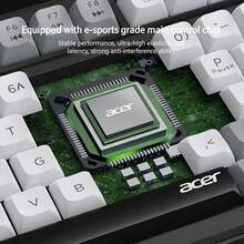 Acer 三模式无线蓝牙/有线可充电机械键盘，双色，静音，RGB背光，兼容笔记本电脑和台式机，OKR234（90键），水绿色 - 查看 2
