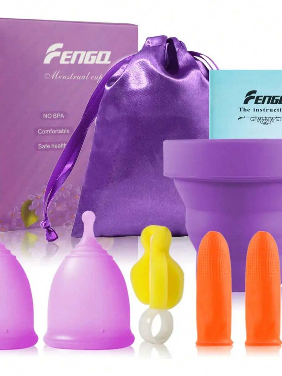 2 Copas Menstrual /bolsita/caja/ Certificada Fda Fengq - Púrpura - Ver 1
