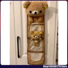 Kawaii Rilakkumas Wall Hanging Storage Bag Cartoon Rilakkumas Bear Door Hanging Bag Large Capacity Sundries Storage Bag Gifts - A - 查看 2