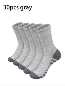 60/50 Pairs Comfortable Men's Sports Boat Socks, Suitable For Outdoor Casual Wear, All-Season White Antibacterial Odor-Resistant Moisture-Wicking Thick Sports Socks. Comfortable Daily Wear Unisex Casual Socks - Multicolor - View 8