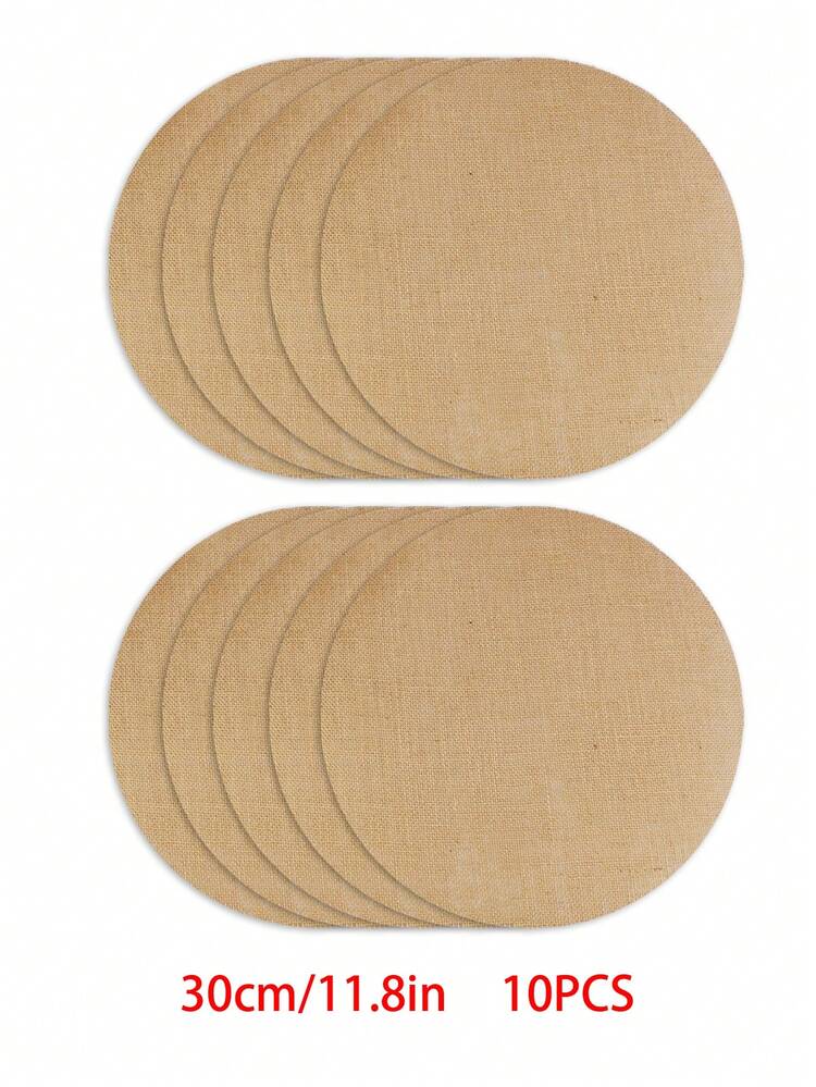 100pcs/60pcs/50pcs/30pcs/20pcs/12pcs/10pcs Round Linen & Burlap Placemats, Pot Holders, Heat Resistant Table Mats, Suitable For Kitchen And Dining Room, Can Be Used As Wedding Tablecloths, Wedding Decorations, Home Decor, Room Decor, Suitable For Wedding Parties, Birthday Parties, Family Gatherings, Restaurant Decor - Khaki - View 18