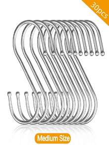 10 Peças Ganchos Super Grandes em Formato de S, Ganchos de Aço Inoxidável de Alta Resistência - Ganchos de Cozinha, Ganchos de Metal em Formato de S para Uso Doméstico, Multiuso, Ideal para Roupas, Utensílios de Cozinha, Louças, Plantas, Toalhas, Ferramentas de Jardinagem - A - Visão 14