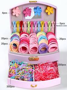 769pcs Girls' Multi-Color Versatile Hair Scrunchies, Cute Teenage Hair Ties, High Elasticity Non-Damaging Hair Bands, Side Bangs Clips, Flower Hair Clips, Barrettes, Suitable For Daily Use And Back To School - Multicolor - View 10