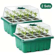 12孔育苗盘，带透明盖，塑料材质，湿度可调，适用于园艺、温室和阳台种植。 - 育苗盒 - 查看 4