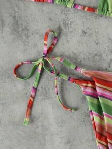 Bộ bikini 3 mảnh kẻ sọc hồng tím dành cho nữ, thanh lịch và gợi cảm, thích hợp cho kỳ nghỉ xuân/hè 2026, thiết kế thời trang phù hợp cho kỳ nghỉ, du lịch và mặc đi biển mùa hè. - Nhiều màu - Xem 5