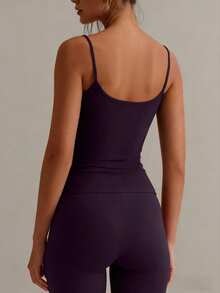 XLLAIS Women's Elastic Casual Versatile Solid Color Camisole Summer - Plum Color - View 3