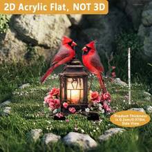 Estaca de jardín de estilo bohemio en 2D con pájaro rojo y farol de acrílico, decoración resistente a la intemperie para el patio, adecuada para Pascua, Día de la Madre, macizos de flores y propósitos conmemorativos, vibrante para primavera/verano - C - Ver 4