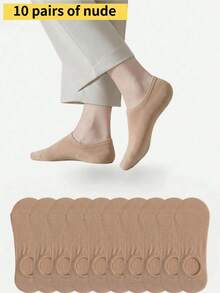 5/10 Pairs Men's Invisible Socks, Summer Seamless Short Ankle Socks, Casual Thin Boat Socks - Multicolor - View 42