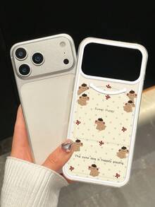 1pc Foldable Kickstand Shockproof High-Transparent TPU Protective Phone Case, Cute Pet Inspired Bow Decor Design, Full Coverage Invisible Bracket, Suitable For Gifting On Occasions Like Valentine's Day, Graduation, Daily Use For Students And Binge Watchers - Clear - View 7