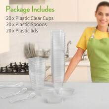 5 Oz 60Pcs Plastic Dert Cups With Lids And Spoons, Yogurt Parfait Etizer Cups For Party, Mini Dert Shooters For Pudding And Fruit Variant 3 - 20 Cups + 20 Spoons + 20 Lids - View 4
