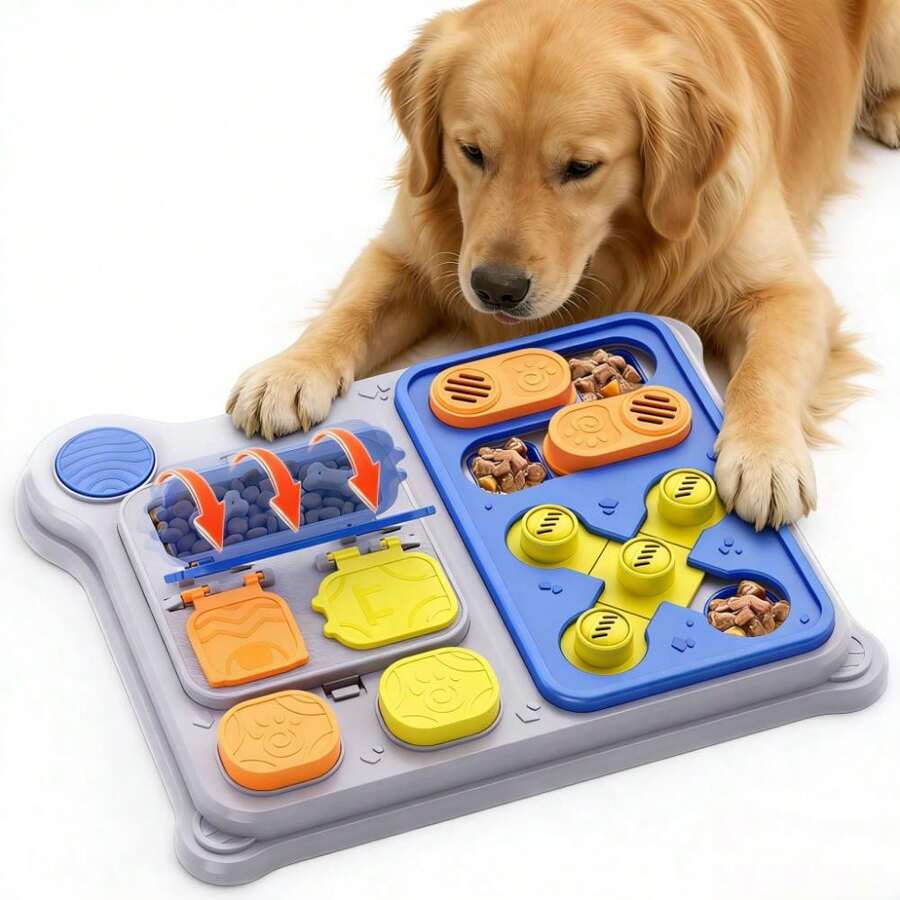 互动智能狗狗玩具：益智慢食喂食器 - 适合各种体型的狗狗，促进健康营养饮食，无需电池设计
