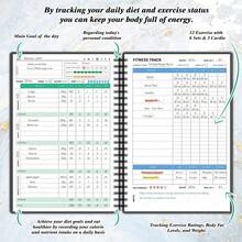健康计划手册和健身日志 - 每日饮食和健康日记，用于减肥和追踪健身、睡眠、营养、膳食和习惯，A5（5.8 x 8.3 英寸） - A5 - 查看 4