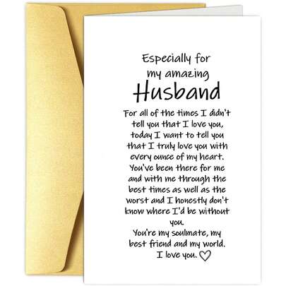 1pc "Especially Wonderful Husband" Heartwarming Valentine's Day Greeting Card, With Heart Design, Best Gift For Your Loved One, High-Quality Card