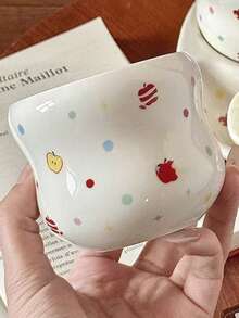1个可爱花卉陶瓷马克杯，握感舒适，设计优雅高品质，适合家用咖啡杯 - 彩色 - 查看 8