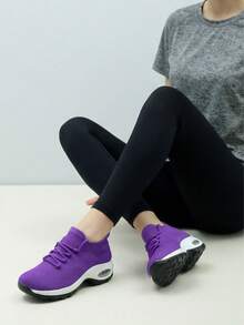 Zapatillas deportivas casuales con amortiguación de aire para mujer, color blanco y rosa, zapatos casuales, zapatos de baile, zapatos de enfermera, zapatos con plataforma - ylf1862 Púrpura - Ver 5