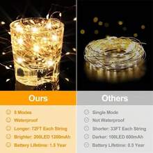 Solar LED Fairy Lights Outdoor Waterproof 8Modes LED Copper Wire For Garden Party Christmas Decor - Warm 1PC - View 3