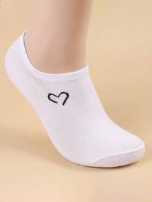 1/5/10 Pairs Women's Heart Pattern Solid Color Boat Socks Invisible Socks - Sweet Fashion Breathable - Versatile For Daily Wear - Suitable For All Seasons - Multicolor - View 8