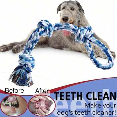 2 món đồ chơi gặm cho chó, đồ chơi mọc răng cho chó, dây thừng cắn, đồ chơi dây thừng bền chắc, đồ chơi kéo co tương tác, thích hợp cho chó lớn, đồ chơi dây thừng bằng cotton.