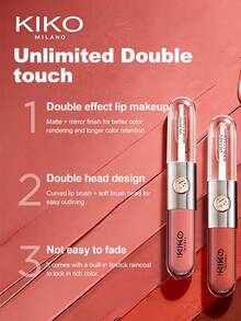 KIKO Milano UNLIMITED DOUBLE TOUCH 132 雙面唇彩，持久不暈染，高顯色，霧面與亮面妝效，適合日常使用，禮品，6ml/0.2 Fl.Oz - 132 - 查看 6