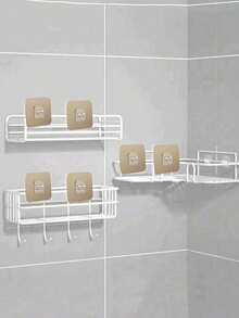 1 pieza Estante de almacenamiento triangular para baño, estante de almacenamiento para ducha, estante de almacenamiento triangular sin perforación para baño y cocina - Multicolor - Ver 7