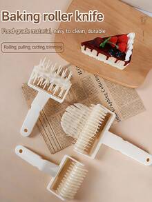 1pc Pizza Cutter Wheel, Plastic Cookie Dough Perforator, Dough Roller, Vent Needle, Baking Tool - Multicolor - View 12