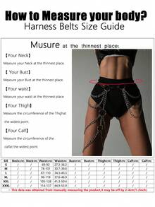 1pc Women's Sexy Gothic Style Dark Coffee Brown Multi-Layer Chain Leg Harness Asymmetrical Waist Belt, Suitable For Carnival Parties, Bars, Nightclubs, Rave Performances - Coffee Brown - View 4