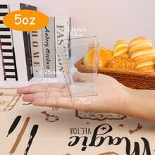 25/50/100 piezas Vasos cuadrados transparentes de 5oz/150ml para parfait - Vasos desechables para postres para fiestas. Opcional: Cuchara/Tapa - Ver 4