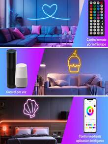 1m/2m/3 Meters/4m/5m Neon LED Light Strip With Music Sync Function, Waterproof Flexible Light Rope With Bluetooth Remote Control, Suitable For Bar, Bedroom, Kitchen, Living Room, Game Room, Outdoor Decoration, Also Applicable For Birthday Party, Camping, Halloween, Christmas Decoration, Bedroom Atmosphere Lighting, TV Background, Makeup Mirror, Bathroom Cabinet - Multi-color light - View 6