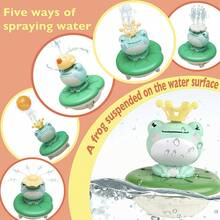 Electric Spray Water Frog Bath Toy - 5 Modes Floating Sprinkler With Crown & Flower Nozzles - Interactive Bathtub Toy For Toddlers 18M+ - Fun Shower & Pool Game Gift - Green - View 2