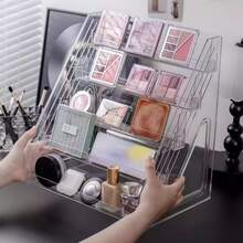 1pc Large Capacity Clear Acrylic Makeup Organizer 3 Tier Cosmetic Display Stand For Perfume Skincare Bottles Aesthetic Vanity Storage Rack For Bathroom Countertop Dresser Bedroom - AA [L-shaped] - View 4