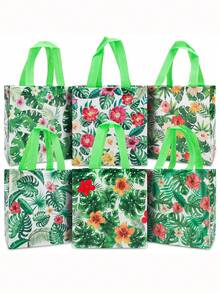 6 piezas Bolsas de regalo con temática hawaiana con asas, bolsas de embalaje de tela no tejida reutilizables, suministros para fiesta de Luau de Hawái para playa de verano, fiesta en la piscina, bolsas de regalo para fiesta de Luau, bolsas de regalo para fiesta de cumpleaños, bolsas de regalo de verano, bolsas de regalo para fiesta temática - estilo hawaiano - Ver 8