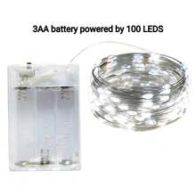 Lampu Hias Bertenaga Baterai AA, Ukuran 2m (20 LED), 3m (30 LED), 4m (40 LED), 5m (50 LED), Cocok untuk Pernikahan, Liburan, Kamar Tidur, Pesta, Suasana, Samping Tempat Tidur, Ruangan, Pencahayaan Dekoratif - Putih - View 14