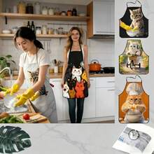 مريلة طبخ بتصميم قطة مضحك، مصنوعة من قماش البوليستر، تتميز بنمط قطة زنجبيلية جذابة وتصاميم أدوات المطبخ، مقاس للكبار، غسل باليد فقط. مناسبة لارتداء الطهي | مريلة مطبوعة بألوان زاهية | مادة قماش ناعمة - متعدد الألوان - مشاهدة 4