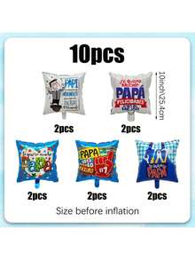 10 piezas de globos de papel de aluminio para el Día del Padre, incluye globos de 10 pulgadas para el Día del Padre en español, adecuados para regalos del Día del Padre, decoraciones de fiesta de cumpleaños, suministros de fiesta del Día del Padre - Multicolor - Ver 7