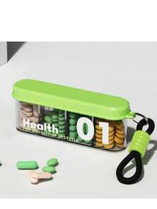 1个便携式7天药盒，带挂绳，防水维生素和鱼油收纳盒，适用于大药片，方便放入钱包，旅行必备，送给妻子、家人、朋友、同事、宿舍、开学季的理想礼物，3种颜色可选 - 彩色 - 查看 13