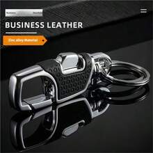 Móc khóa tháo nhanh 1 lần nhấn, móc khóa carabiner bằng thép không gỉ, móc khóa da chắc chắn dành cho nam giới, dụng cụ sắp xếp chìa khóa xe hơi. - móc chìa khóa - Xem 5