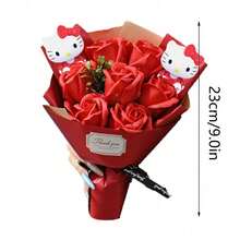 SANRIO 人造玫瑰花束，Hello Kitty仿真玫瑰花束桌面摆件，Hello Kitty母亲节礼物，浪漫惊喜小礼物，适合户外花园、家居装饰、妇女节、情人节、圣诞节、母亲节、毕业季等场合。 - 彩色 - 查看 6