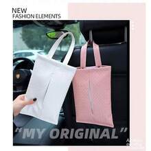 Nuevo dispensador de pañuelos para colgar en el coche, soporte de pañuelos de cuero trenzado para el asiento trasero, dispensador de pañuelos de coche de moda adecuado para mujeres - Multicolor - Ver 2