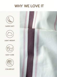 1PC 100% Pure Cotton Pillowcase, Washed Cotton Pillowcase, Natural Texture, Natural Touch, Envelope Style Pillowcase, Bedroom Bedding Dorm Decor, Minimalist Plaid Stripe Pattern - Multicolor - View 2