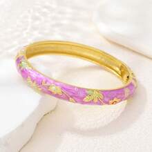 1 pieza Nuevo brazalete de estilo bohemio con baño de oro, esmalte y cloisonné con diseño floral, adecuado para joyería de mujeres y niñas - Pulsera de esmalte cloisonné - Ver 22